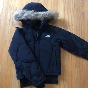 Black puffy North Face winter coat